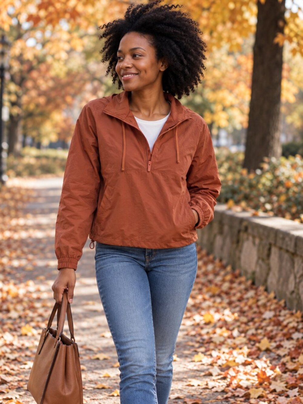 FLX Rust Orange Cropped Zip-Up Nylon Jacket Women's L Lightweight NWOT